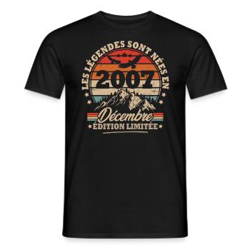 Cadeau D'anniversaire Nées En Décembre 2007 - T-shirt homme - noir - Devant - AI Model Male 178 light (178cm)