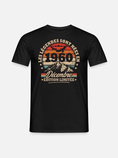 Cadeau D'anniversaire Nées En Décembre 1960 - T-shirt herr - svart