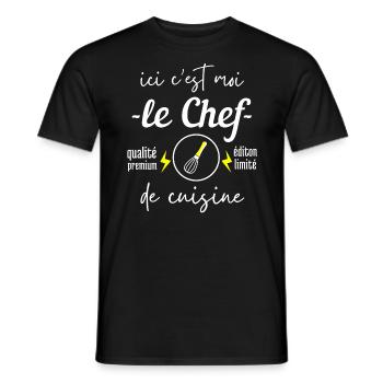 Ici c est moi le chef - T-shirt homme - noir - Devant - AI Model Male 178 light (178cm)