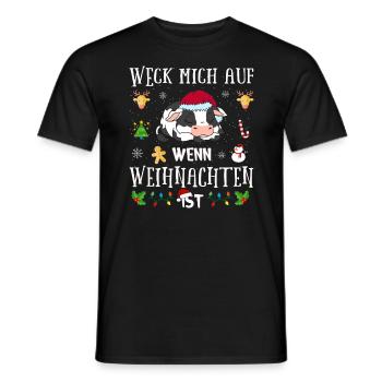 Lustiges Wecke Mich Auf Wenn Weihnachten Ist Kuh - Männer T-Shirt - Schwarz - Vorne - AI Model Male 178 light (178cm)