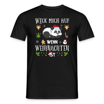 Lustiges Wecke Mich Auf Wenn Weihnachten Ist Panda - Männer T-Shirt - Schwarz - Vorne - AI Model Male 178 light (178cm)