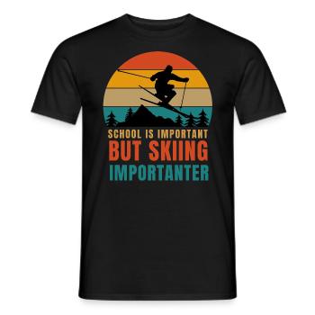 L’école est importante, mais le ski est plus important - T-shirt homme - noir - Devant - AI Model Male 178 light (178cm)