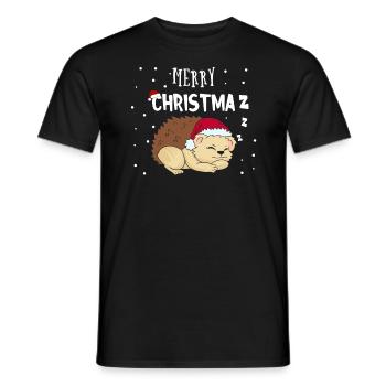 Lustiges Igel Merry Christmaz Weihnachten - Männer T-Shirt - Schwarz - Vorne - AI Model Male 178 light (178cm)