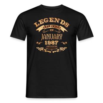 Legends are born in January 1987 - Men's T-Shirt - black - Front - AI Model Male 178 light (178cm)