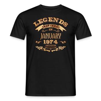 Legends are born in January 1974 - Men's T-Shirt - black - Front - AI Model Male 178 light (178cm)