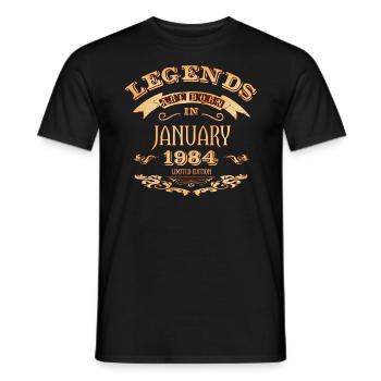 Legends are born in January 1984 - Men's T-Shirt - black - Front - AI Model Male 178 light (178cm)