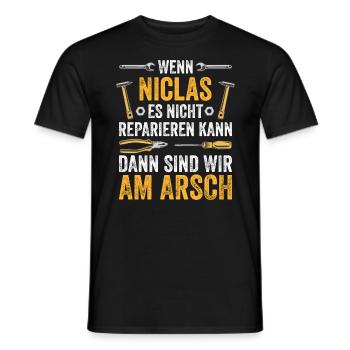 Lustiges Niclas Handwerker Heimwerker Sprüche - Männer T-Shirt - Schwarz - Vorne - AI Model Male 178 light (178cm)