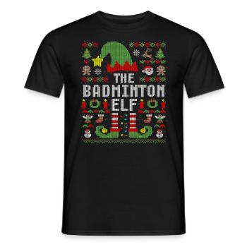 The Badminton Elf Federball Weihnachten - Männer T-Shirt - Schwarz - Vorne - AI Model Male 178 light (178cm)