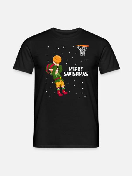 Merry Swishmas Weihnachtself Basketball Elf - Männer T-Shirt - Schwarz