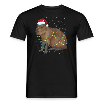 Lustiges Wasserschwein Capybara Weihnachten Tier - Männer T-Shirt - Schwarz - Vorne - AI Model Male 178 light (178cm)