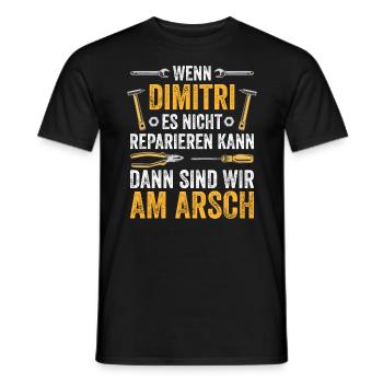 Lustiges Dimitri Handwerker Heimwerker Sprüche - Männer T-Shirt - Schwarz - Vorne - AI Model Male 178 light (178cm)