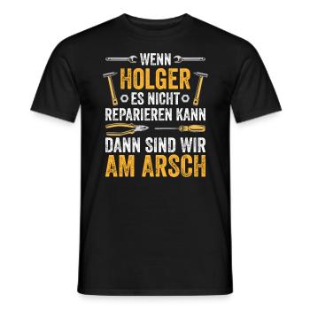 Lustiges Holger Handwerker Heimwerker Sprüche - Männer T-Shirt - Schwarz - Vorne - AI Model Male 178 light (178cm)
