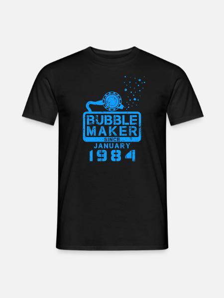 Taucher Geburtstag Bubblemaker seit Januar 1984 - Männer T-Shirt - Schwarz