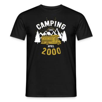 Anniversaire: Camping depuis avril 2000 Camping-car - T-shirt homme - noir - Devant - AI Model Male 178 light (178cm)