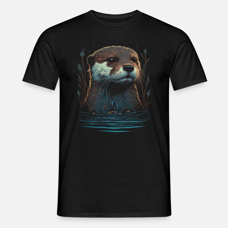 Otter Seeotter - Männer T-Shirt - Schwarz