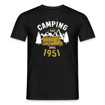 Anniversaire: Camping depuis avril 1951 Camping-car - T-shirt homme - noir - Devant - AI Model Male 178 light (178cm)