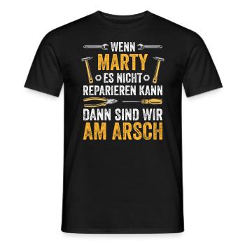 Lustiges Marty Handwerker Heimwerker Sprüche - Männer T-Shirt - Schwarz - Vorne - AI Model Male 178 light (178cm)