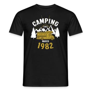 Anniversaire: Camping depuis mars 1982 Camping-car - T-shirt homme - noir - Devant - AI Model Male 178 light (178cm)