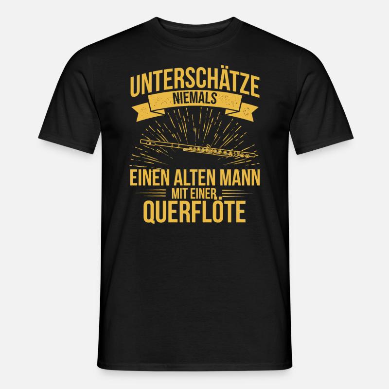 Querflöte Querflötenspieler Querflötist - Männer T-Shirt - Schwarz