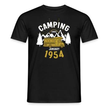 Anniversaire: Camping depuis janvier 1954 Camping-car - T-shirt homme - noir - Devant - AI Model Male 178 light (178cm)