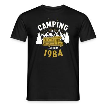 Birthday: Camping since January 1984 Motorhome - Men's T-Shirt - black - Front - AI Model Male 178 light (178cm)