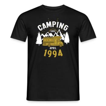 Anniversaire: Camping depuis avril 1994 Camping-car - T-shirt homme - noir - Devant - AI Model Male 178 light (178cm)
