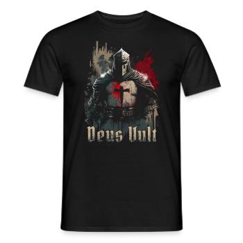 Deus Vult Crusaders Knights Templar Middle Ages - Men's T-Shirt - black - Front - AI Model Male 178 light (178cm)
