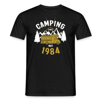 Birthday: Camping since May 1984 Motorhome - Men's T-Shirt - black - Front - AI Model Male 178 light (178cm)