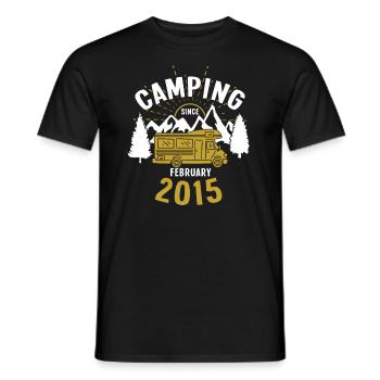 Anniversaire: Camping depuis février 2015 Camping-car - T-shirt homme - noir - Devant - AI Model Male 178 light (178cm)