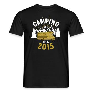 Anniversaire: Camping depuis avril 2015 Camping-car - T-shirt homme - noir - Devant - AI Model Male 178 light (178cm)