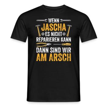Lustiges Jascha Handwerker Heimwerker Sprüche - Männer T-Shirt - Schwarz - Vorne - AI Model Male 178 light (178cm)