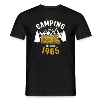 Anniversaire: Camping depuis octobre 1965 Camping-car - T-shirt homme - noir - Devant - AI Model Male 178 light (178cm)