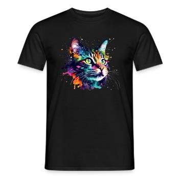 Mignon petit chat Pour les amoureux des chats Coloré - T-shirt homme - noir - Devant - AI Model Male 178 light (178cm)
