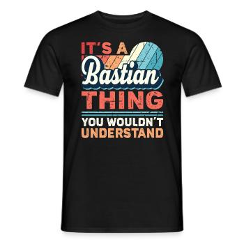 Name Bastian Geschenk Geburtstag Namenstag - Männer T-Shirt - Schwarz - Vorne - AI Model Male 178 light (178cm)