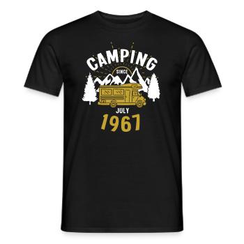 Anniversaire: Camping depuis juillet 1967 Camping-car - T-shirt homme - noir - Devant - AI Model Male 178 light (178cm)