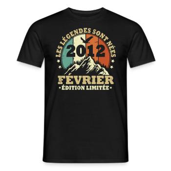 Les légendes sont nées en Février 2012 Vintage - T-shirt homme - noir - Devant - AI Model Male 178 light (178cm)