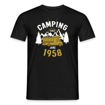 Birthday: Camping since June 1958 Motorhome - Men's T-Shirt - black - Front - AI Model Male 178 light (178cm)