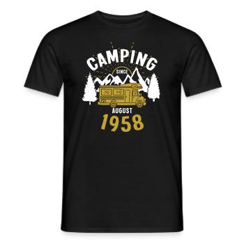 Birthday: Camping since August 1958 Motorhome - Men's T-Shirt - black - Front - AI Model Male 178 light (178cm)