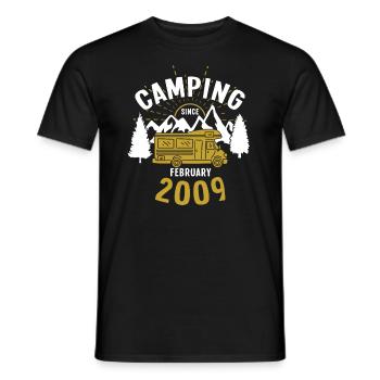 Geburtstag: Camping seit Februar 2009 Wohnmobil - Männer T-Shirt - Schwarz - Vorne - AI Model Male 178 light (178cm)