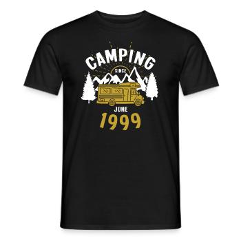 Anniversaire: Camping depuis juin 1999 Camping-car - T-shirt homme - noir - Devant - AI Model Male 178 light (178cm)