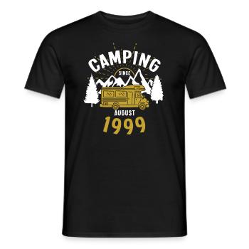 Anniversaire: Camping depuis août 1999 Camping-car - T-shirt homme - noir - Devant - AI Model Male 178 light (178cm)