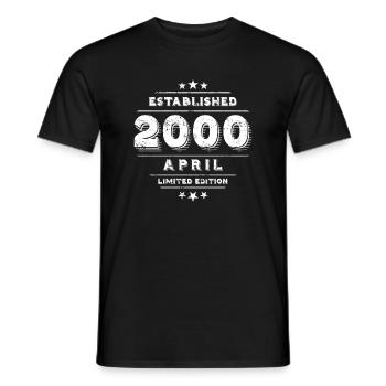 Anniversaire en avril 2000 - avril - T-shirt homme - noir - Devant - AI Model Male 178 light (178cm)