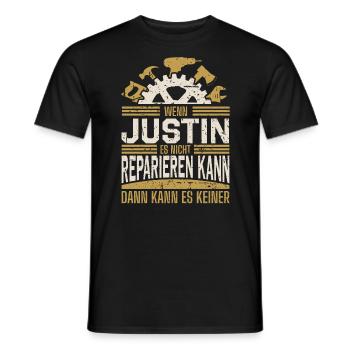 Justin Name Geschenk Geburtstag - Männer T-Shirt - Schwarz - Vorne - AI Model Male 178 light (178cm)