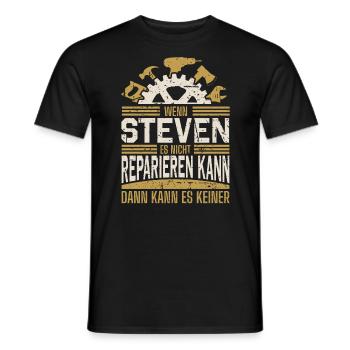 Steven Name Geschenk Geburtstag - Männer T-Shirt - Schwarz - Vorne - AI Model Male 178 light (178cm)