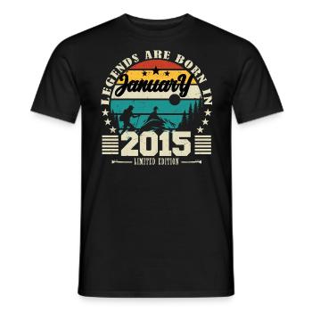 Janvier 2015. Cadeau d'anniversaire janvier 2015. - T-shirt homme - noir - Devant - AI Model Male 178 light (178cm)