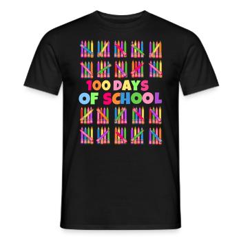 100 Days of School School Beginners Colored Pencils - Men's T-Shirt - black - Front - AI Model Male 178 light (178cm)