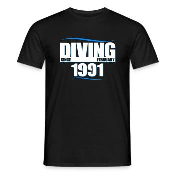 Anniversaire du plongeur - Plongée depuis février 1991 - T-shirt homme - noir - Devant - AI Model Male 178 light (178cm)
