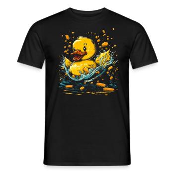 Rubber ducks bathroom Yellow duck - Men's T-Shirt - black - Front - AI Model Male 178 light (178cm)