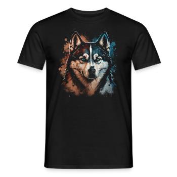Chien Husky Sibérien - T-shirt homme - noir - Devant - AI Model Male 178 light (178cm)