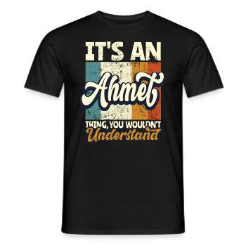 Nom Ahmet Cadeau Prénom Personnalisé - T-shirt homme - noir - Devant - AI Model Male 178 light (178cm)